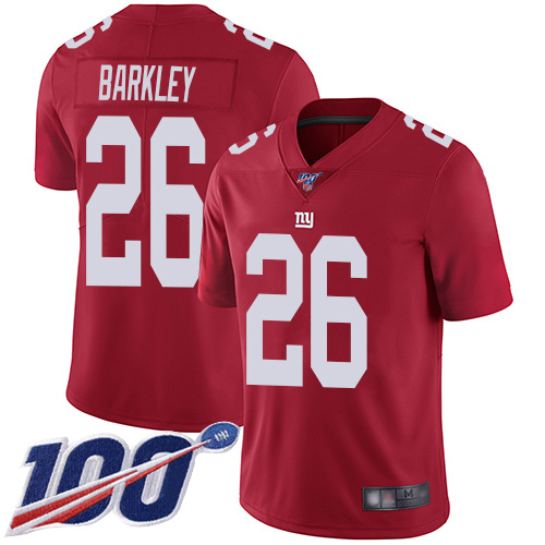 Men New York Giants #26 Saquon Barkley Red Limited Red Inverted Legend 100th Season Football NFL Jersey->new york giants->NFL Jersey